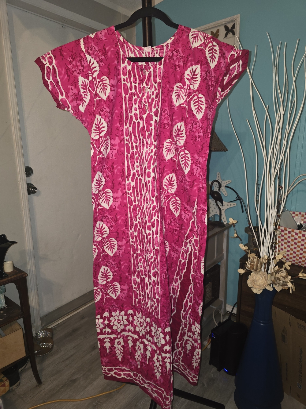 Tropical Fuchsia Maxi Caftan Dress - Picture 3 of 9